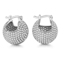 Spherical huggie earrings featuring micro-pave white cubic zirconia in silver finish - Silver