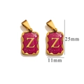 Detail of 25x11mm golden stainless steel rectangle pendant with purple Z letter - Letter Z