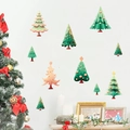 Set de 9 pegatinas de pared de árboles de Navidad de colores en varios diseños festivos - PH-QT1234 Juego de árboles de Navidad
