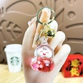 Japanse Daruma sleutelhanger met rood drijfzand en roze kersenbloesem pailletten - Kalebas - Roze