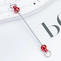 DIY beadable keychain bar with metallic finish and red sphere accent design - Red