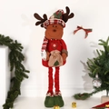 Christmas Reindeer plush doll with long legs in red and green festive holiday attire - 90CM Deer