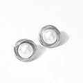 Vintage 316 stainless steel earrings with pearl center and silver spiral texture - Silver Vintage Twisted Earrings D2785