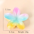 Pink and blue gradient plumeria flower hair claw clip with 8.5cm matte acrylic finish - 8cm / Pink Blue Yellow