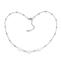 Collier en acier inoxydable étanche avec trois perles blanches disposées en forme de cœur - Argent-Décor 3 Perles
