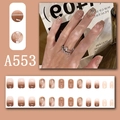 Details zu A553 Press-on-Nägeln mit braunem Verlauf, Marmor-Look und Silberglitter - Nude Braun Verlauf Silberfolienreste (A553)