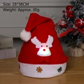 Red non-woven Christmas hat with LED glowing reindeer and silver snowflake pattern - Adult LED Cartoon Reindeer Style