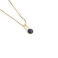 Gold necklace featuring a U-shaped clasp and deep blue cubic zirconia paved ball pendant - Gold/Black