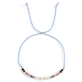 Blaues gewebtes Sternzeichen-Armband mit Natursteinen und barocker Perle - Blaue Kordel/Naturstein/Perle