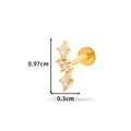 Gold labret stud with three marquise-cut clear zircons, size 0.97cm by 0.3cm - Three-Marquise Cluster (0169-7#) / Gold