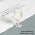 Miniature glass cup with white liquid, 38x21mm resin milk model for DIY crafts - White