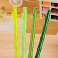 Bamboo shaped gel pens in four shades of green with decorative leaf tops on 0.5mm nibs - Bamboo Shape