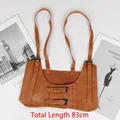 Vintage brown PU leather waist belt vest with double shoulder straps, 83cm length - Camel (83cm)