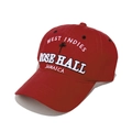Dettaglio cappello rosso in cotone con ricamo di palma e scritta Rose Hall - M (56-58cm) / Borgogna