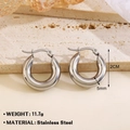 Chunky silver stainless steel hoop earrings in polished finish for a classic style - 2cm / Steel