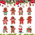 Classic 12-piece Christmas gingerbread man ornament set with Santa and house figures - New Arrival A (12Pcs)