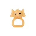 Funny elephant shaped baby pacifier teether made of light orange silicone with ring handle - Elephant Rattle Teether / Nano Color