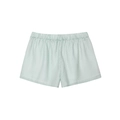 Detail view of light green striped shorts featuring a comfortable elasticated waistband - XS / Green Shorts
