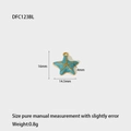 Detail showing dimensions of blue starfish pendant with gold edges and DFC123BL marking - Starfish-DFC123BL-Light Blue