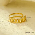Macro view of 18K gold multilayer geometric hollow ring showing 0.54cm width detail - Fashion Chain Shape