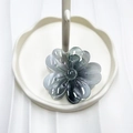 Floral hair claw clip in gradient grey resin finish for elegant updo hairstyles - Black (Transparent Lucky Flower)