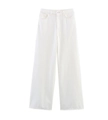 Dettaglio dei pantaloni larghi in denim bianco a vita alta con trama e tasche - XS / Pantaloni Bianchi