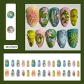 3D-reliëf plaknagels met lotus- en koivissen-ontwerpen in diverse kleurensets - W2090 3D Gesneden Lotus Stijl (Lijmtype)