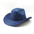 Classic blue denim western cowboy hat with wide rolled brim and textured finish - M (56-58cm) / Denim Texture Blue
