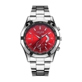 ORUSS mens automatic watch with silver stainless steel strap and vibrant red dial - Red Dial Steel Strap