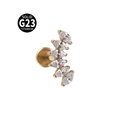 G23 titanium gold curved labret stud with marquise cut marquise zircon flowers - Style 5-Gold Color