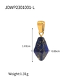 Macro detail of geometric lapis lazuli pendant showing dimensions 1.83cm by 0.66cm - Deep Blue Geometric Pendant (JDWP2301001-L)