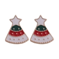 Festive Christmas tree stud earrings with colorful enamel layers and golden dot accents - Star Christmas Tree