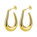 Minimalist chunky golden U-shaped hollow hoop earrings with a high-polished mirror finish - U-shape Gold