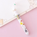 White multi-color ballpoint pen featuring cute 3D bunny topper on a pink background - 1 Piece / White Barrel