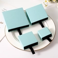 Schmuck-Geschenkbox Set in Tiffany-Blau mit schwarzen Zuglaschen für Ringe und Ohrringe - 5.4*5.2*2.5 / Hellblau + Schwarze Innenbox