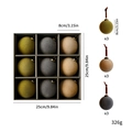 Set di 9 palline di Natale da 8 cm in velluto floccato verde oliva, beige e grigio - Blu Grigio/Verde Militare/Caffè 3 Ciascuno