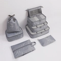 7-piece travel organizer set in grey-blue nylon with Wish U Have a Colorful Life print - Light Grey-8Pcs Set