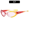 Y2K cycling sports sunglasses with red yellow gradient frames and pink lenses - Red-Orange Frame Light Pink Lens
