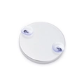 Detail of round magnifying makeup mirror with two clear suction cups on white background - 10X Magnifying Mirror (Bagged) / Silver
