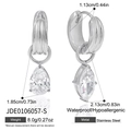 Orecchini a cerchio in acciaio inossidabile con pendenti in zircone bianco a goccia - Orecchini pendenti con zirconia a pera e marquise argento (JDE0106057-S)