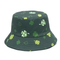 Sombrero de pescador Panamá verde oscuro con estampado de tréboles en toda la pieza - M / Pleno verdor verde tinta oscura