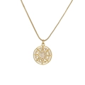 Gouden zon hanger ketting met zirkonia en box-ketting voor dames accessoires - Zonnestraal Ronde Hanger