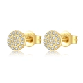Elegant gold S925 sterling silver stud earrings with sparkling pave zircon stones - Round / Gold