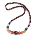 Bohemian tijgeroog kralenketting met kleurrijke natuurstenen en stevige metalen sluiting - Rode Tijgeroog Ketting