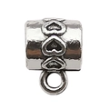 Silver alloy bead with heart patterns and hanging loop for DIY jewelry making - 13894-Silver Three Hearts