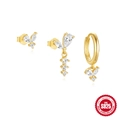 Elegant gold S925 sterling silver butterfly and zircon earring set for women - Butterfly and Tassel Set (Gold #5)