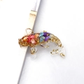 Resin koi fish figurine with colorful crystal stones and gold foil flakes filling - Colorful Shell