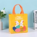 Sac cadeau de Pâques jaune en intissé avec imprimé Happy Easter et motif lapin - DX60 Jaune-Vertical