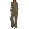 Set loungewear 2 pezzi verde oliva con top a maniche lunghe e pantaloni a gamba larga - XS / Verde militare