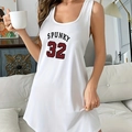 Damen Schlafshirt ärmellos in Weiß mit Spunky 32 Aufdruck für gemütliche Abende zu Hause - S / Weiß